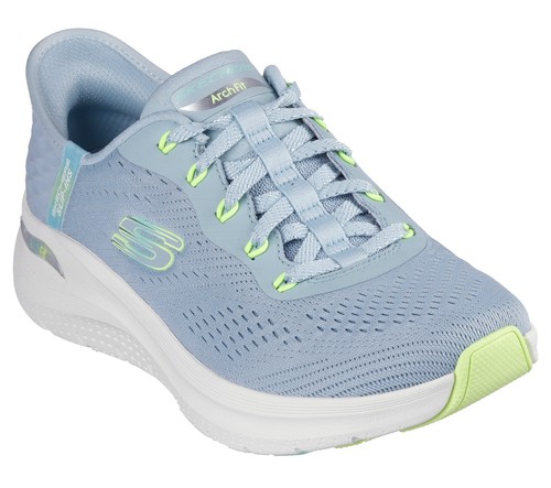 Skechers Slip-ins Arch Fit 2.0 Verde Acqua Sportive Sneaker Donna Scarpe Walking - Foto 2 di 5