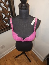 Victoria's Secret Pink Lace Balconette Bra Heart Accents Adjustable Strap 36C