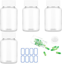 WLLHYF 4Pcs Clear Pill Bottle, 80Ml Empty Clear Plastic Pill Bottles Medicine Bo