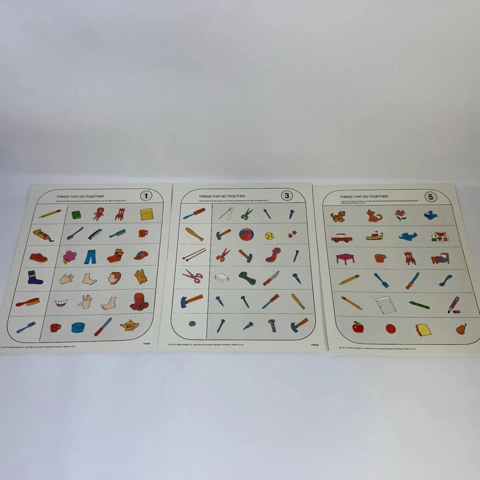 Milton Bradley Things That Go Together Mark On Wipe Off 7707 1977 Educational - Image 4 of 4
