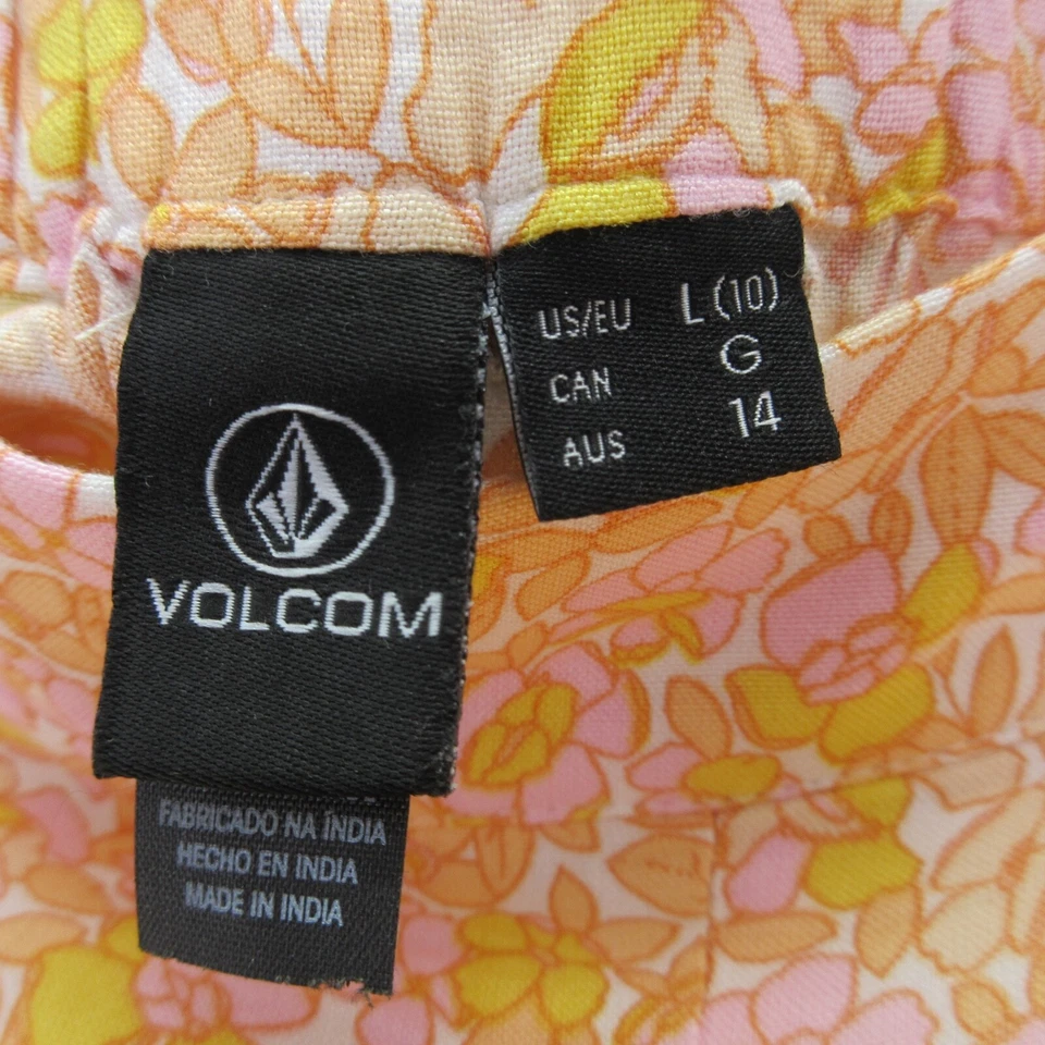 Volcom Coco Ho Beach Shorts Women L (10) Floral Pink Yellow Orange Viscose 4807 - Image 4 of 4