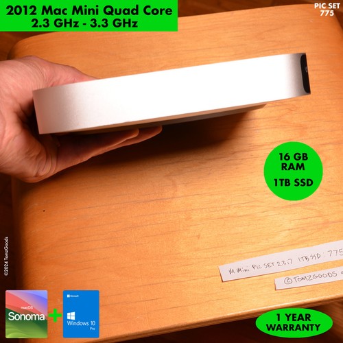 MacOS SONOMA + WINDOWS 10 PRO 2012 Mac Mini 2.3GHz i7 QUAD CORE 16GB RAM 1TB SSD - Picture 5 of 14