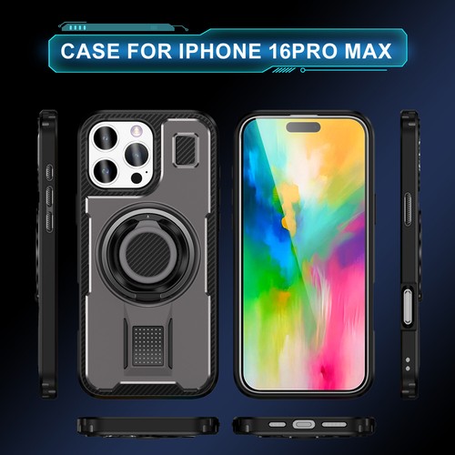 For iPhone 16 Pro Max 15 14 13 12 Pro Shockproof Magnetic Ring Stand Rugged Case - Picture 14 of 26
