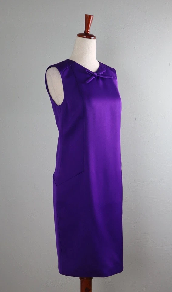 WORTH New York NWT $378 Solid Purple Bow Embellished Sheath Dress Size 0 - Image 2 of 4