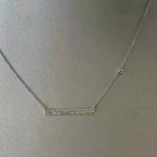 1Ct Round Cut Pave Diamond Bar Pendant Necklace 18K White Gold Over