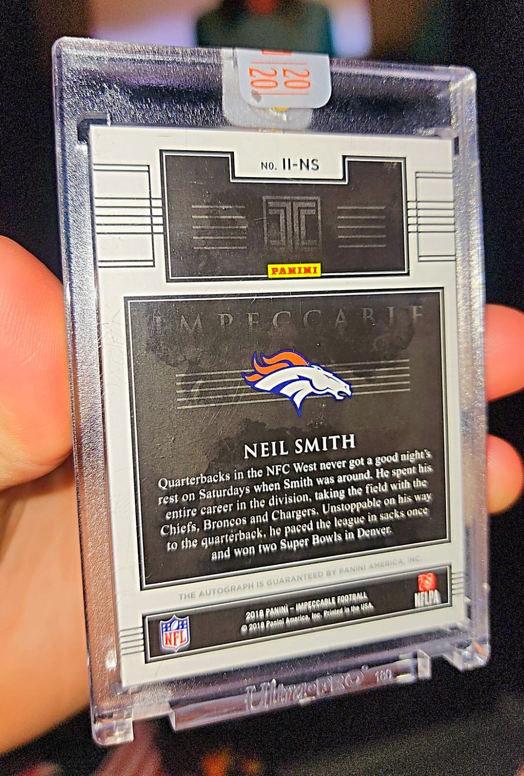 2018 Panini Impeccable Neil Smith 1/1 PLATINUM OnCard Auto Honors 🔥 