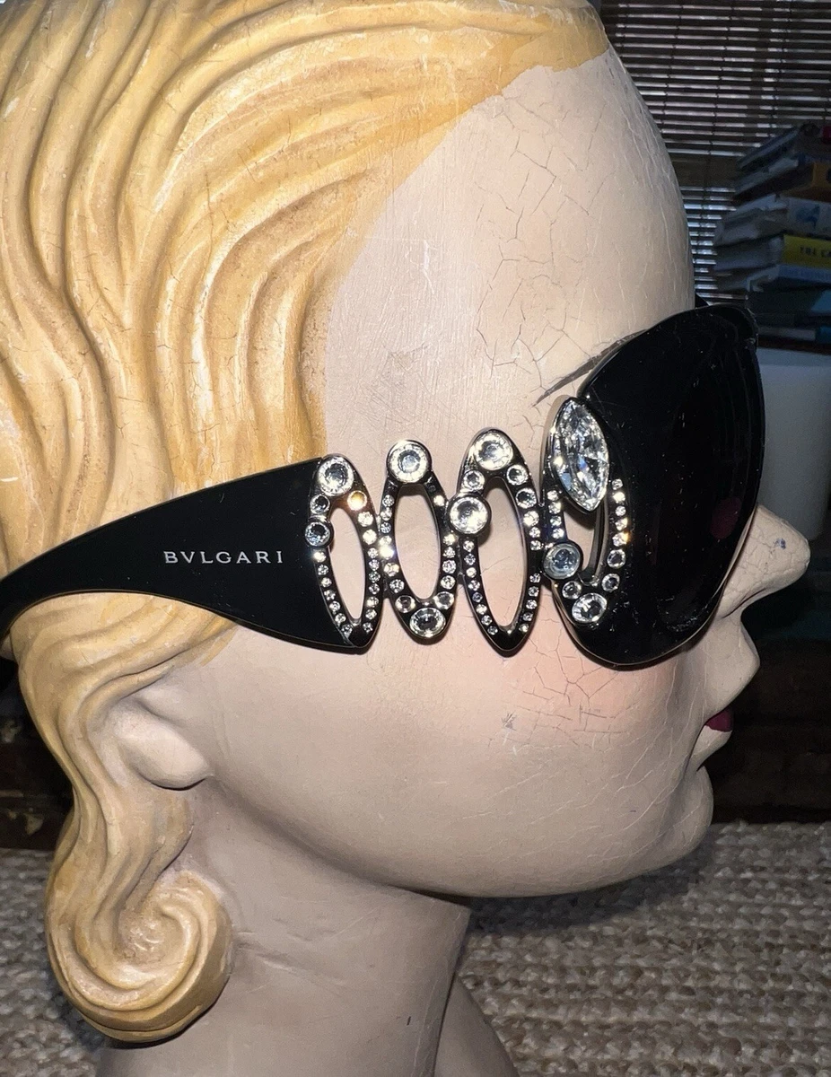 Vintage Bvlgari BLACK Heavy Rhinestone Sunglasses MODEL 8016  display picture 3