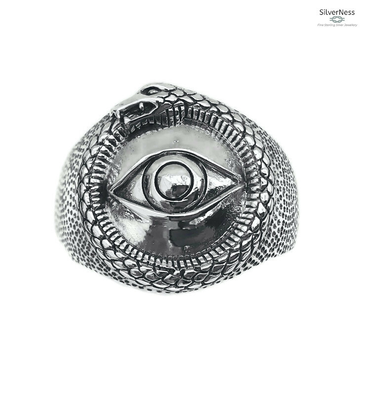 SilverNess Men's Jewellery Evil Eye Ring: 925 Sterling silver