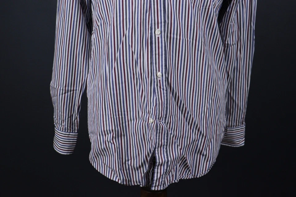 Men Paul & Shark Yachting Blue Stripe Cotton Long Sleeve Shirt Size 40 M - L - Image 3 of 4