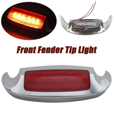 LED Front Fender Tip Light Red Lens For Harley Electra Glide Ultra Limited FLHTK