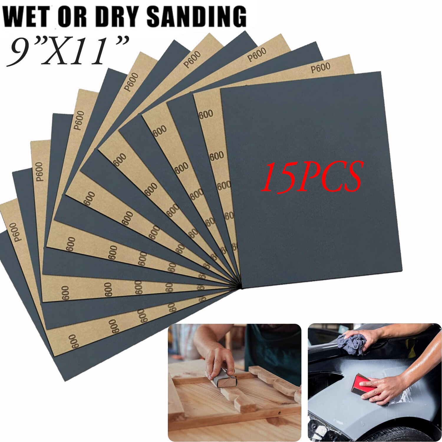 9x11'' Sandpaper Wet Dry Silicone Carbide Sand paper Sheets Grit 80-1000 auto
