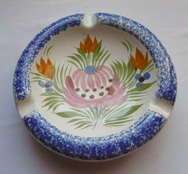 VINTAGE HB HENRIOT QUIMPER FRENCH POTTERY CERAMIC ASHTRAY FLOWERS FRANCE eBay