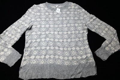 NWT GAP Designed & Crafted Rhombuses Gray White Shirt/Sweater Women's Size Large