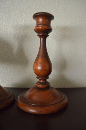 Wooden Candlesticks Candle Holders Sey of 2 - Picture 5 of 9