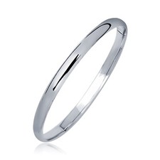 14k White Gold Dome Childrens Bangle with a Polished Finish 5.50 mm 