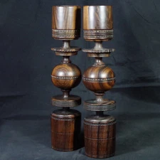 Candlesticks Mid Century Modern 26.5cm Ironwood Designer Vintage Retro 60s Style