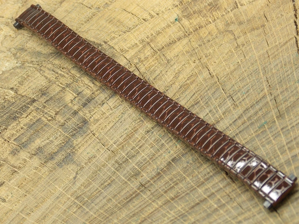 Pulseira de relógio Speidel EUA vintage couro sintético aparência expansão 10mm-13mm nova na caixa não usada - Imagem 2 de 4