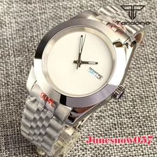 Polished Fluted Case 36MM/39MM Plain blank White Dial Automatic NH36A Men Watch