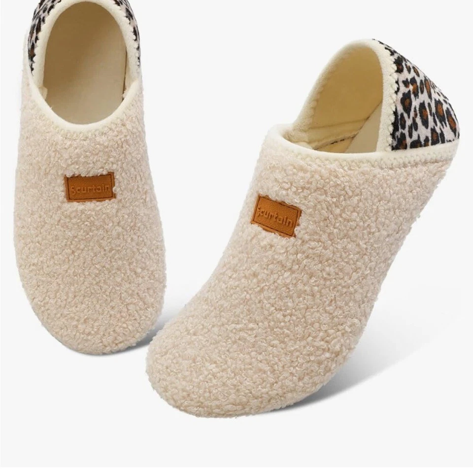 Zapatillas Scurtain Unisex Adultos Suela de Goma Beige con Acento de Leopardo Foto 3 de 4