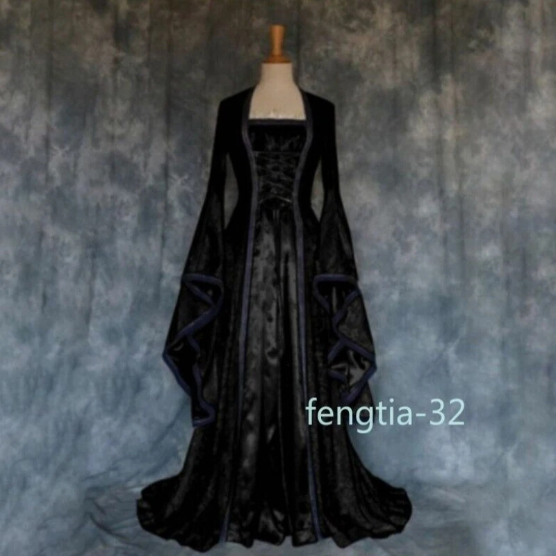 NUEVO Disfraz de Halloween Vestido Largo Mujeres Juegos con disfraces Fiesta Renacimiento Medieval Adultos Foto 4 de 4