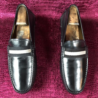 $495.00 Mens Black Bally Leather Drivers Loafers Shoes Sz  display picture 2