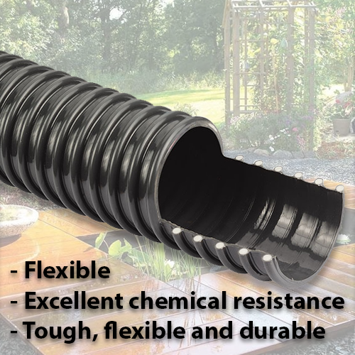 POND HOSE BLACK CORRUGATED GARDEN FLEXIBLE PIPE KOI FISH AQUATICS