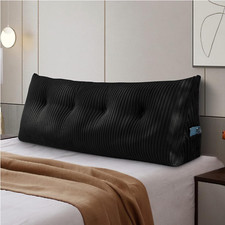 Triangular Headboard Wedge Pillow for Bed Rest  Reading - Black 54x8x20 Inches