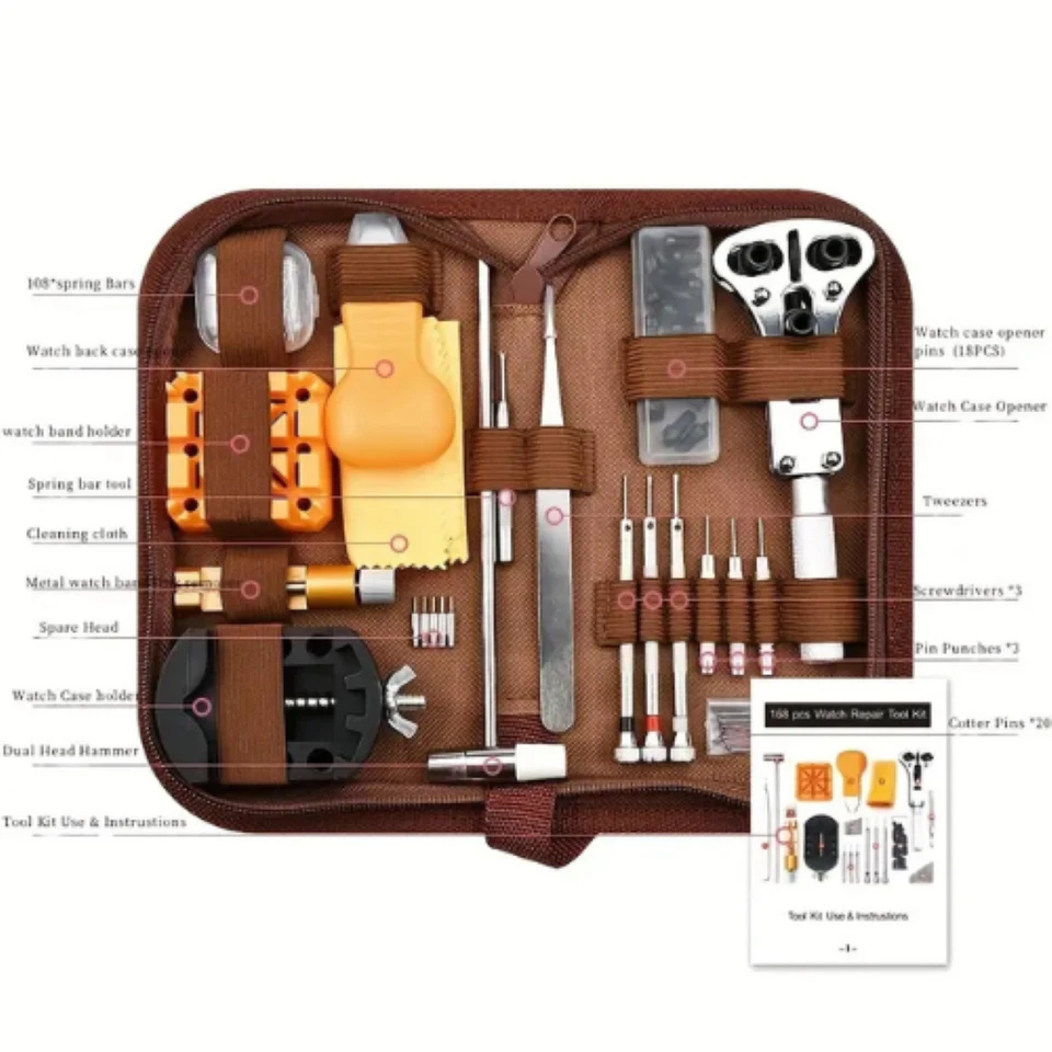 Kit Réparation Montres Bijoux 168 Pcs Outils De Précision Horloger Bijoutier Pro - Photo 3/4
