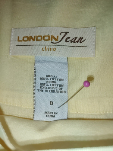 London Jean Chino Woman Yellow Full Short Skirt Size 8 Lined Zipper Ribbon Belt - Picture 10 of 11