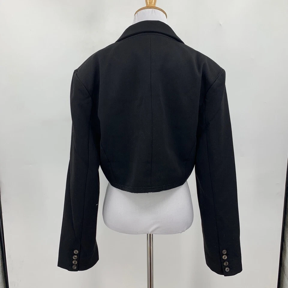 Blazer de laboratorio gris para mujer L grande negro recortado hombreras muesca sumergida cuello en V Foto 4 de 4