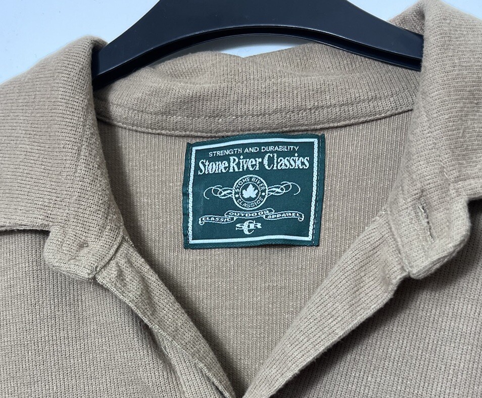 STONE RIVER CLASSICS Light Brown Tan Heavy Cotton Blend Long Sleeve Shirt  Size L