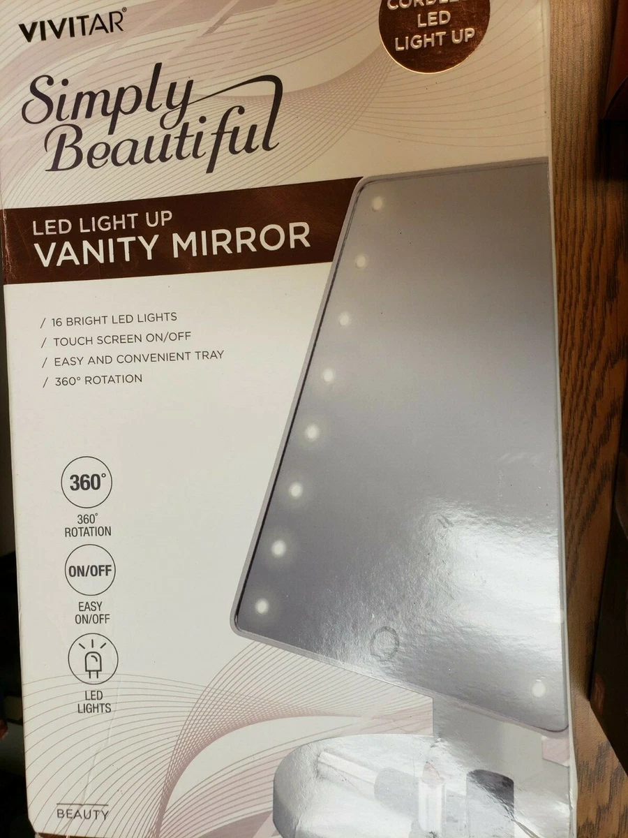 VIVITAR SIMPLY BEAUTIFUL CORDLESS LED LIGHT UP VANITY MIRROR TRI