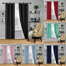 1 PANEL GROMMET WINDOW CURTAIN FOAM LINED BLACKOUT THERMAL SOLID COLORS K34