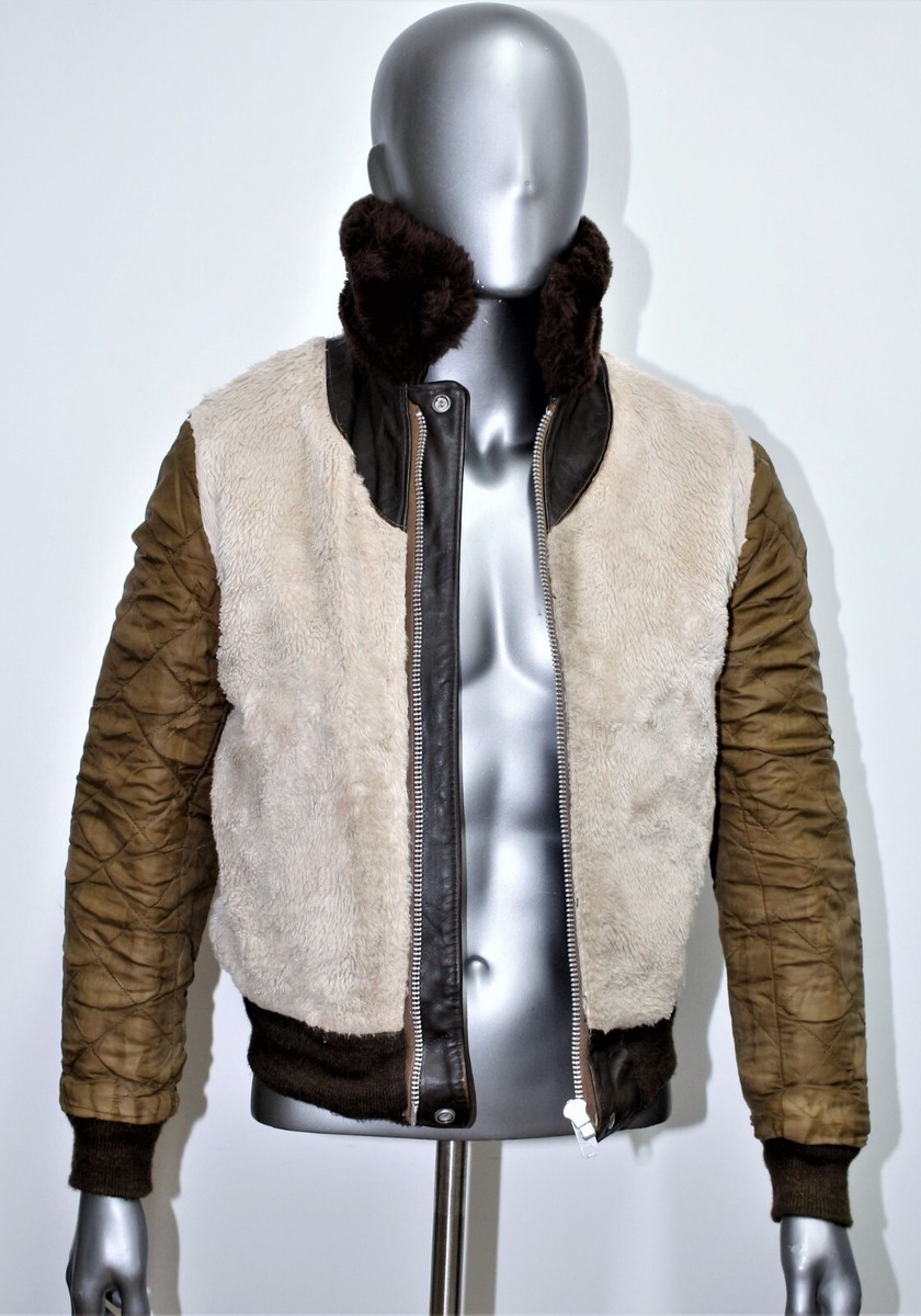 Blouson Aviateur Vintage SCHOTT IS-674-MS Des Années 70 - Cuir Marron Fourré - Taille M