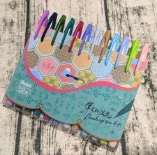 12x Pastel Floral 12 Color Pentel Fude Touch Brush Sign Pens Olive Turquoise Set