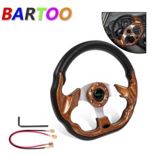 13 Universal Mahogany Auto Cargolf Cart Steering Wheel With Horn Button