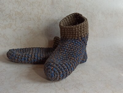 Crochet unisex wool slippers /Eco-friendly socks /Size USA 9-10 ,shoes