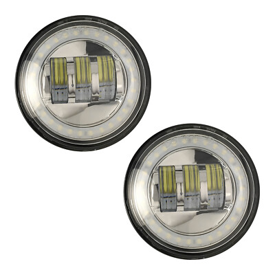 Enrock HALO LED CREE IP67 Waterproof 4.5'' Harley Davidson Fog Lamps (Silver)