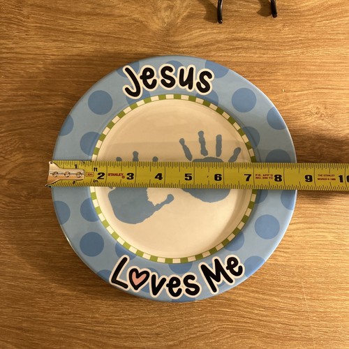 JESUS LOVES ME Plate Boy Blue Baby Shower Communion Baptism Lovin' Life Burton - Picture 4 of 4