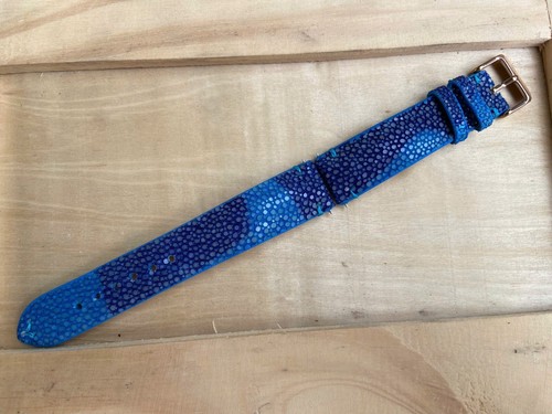 Cinturino orologio pelle Stingray blu multicolore, misura 18mm 20mm 22mm 24mm 26mm - Foto 10 di 10