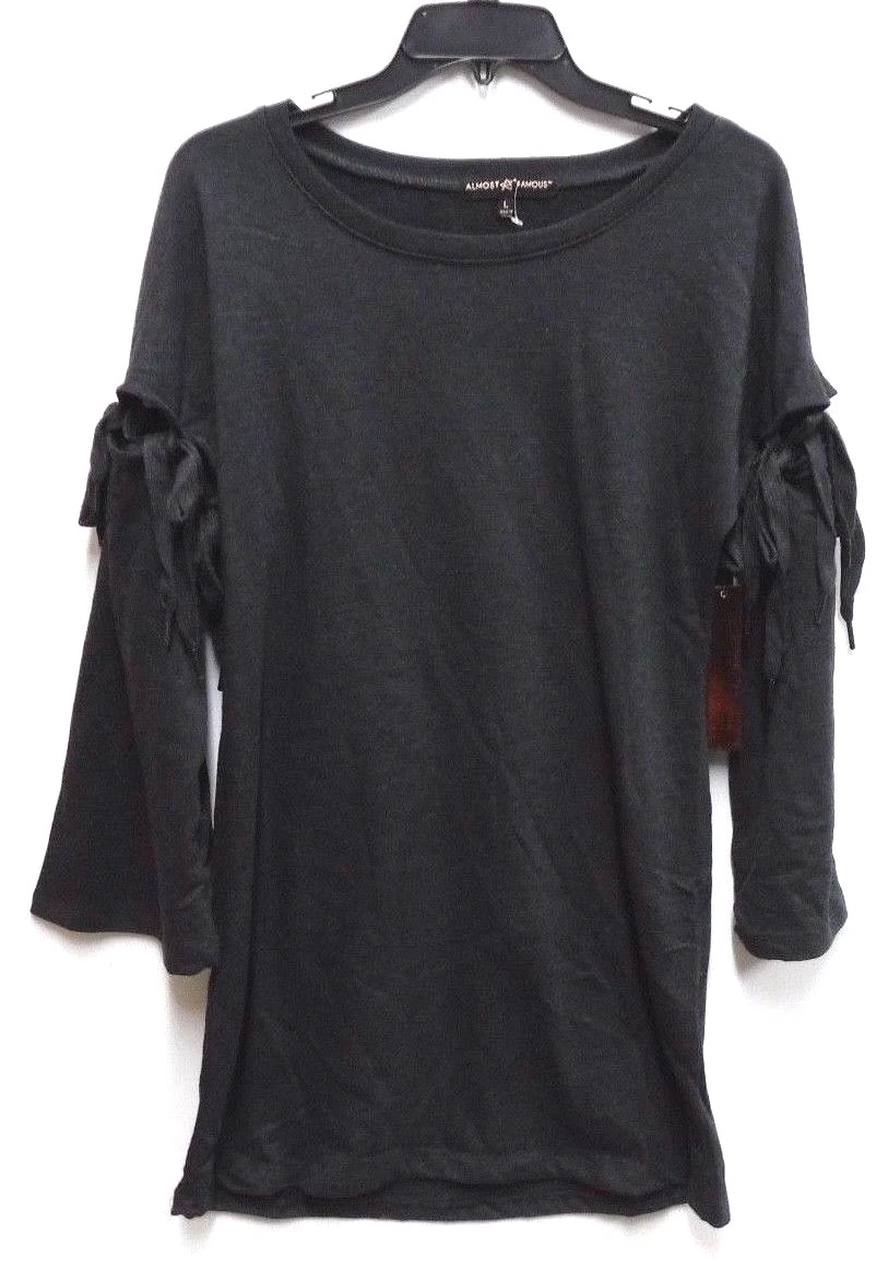 Almost Famous Gray Open Arm Tie Sleeve Sweater Dress Womens Xlarge
