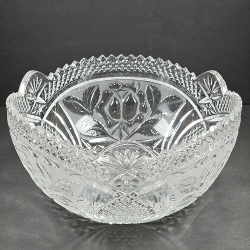 Miller Import Irena 8" SERVING BOWL 24% LEAD CRYSTAL Poland - Rose & Pineapple - Picture 4 of 23