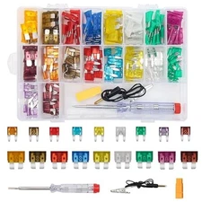 180 PCS Car Fuses Assortment Kit, with Car Fuse Tester and Fuse Puller, Bla