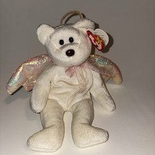Beanie Babies Halo the Angel Bear Toy Mint Condition Black Eyes And Brown Nose