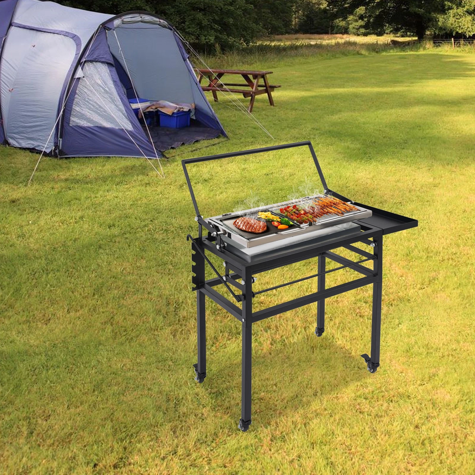 Portable Charcoal Flip Grill with 360° Rotating Basket for Outdoor BBQ
Opens in a new window or tab