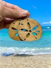 Handmade Wooden Sand Dollar Earrings ? Coastal Beach Jewelry