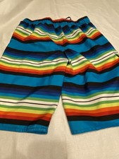 Hang Ten Boys Swim Trunks Striped Multicolored Size Medium