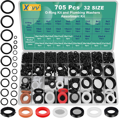 #ad 32 Size 705 Pcs Plumbing Washers and O Ring Kit 2 In 1 Rubber Gasket Assortment $31.98
