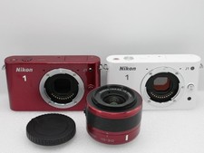 Nikon 1 J1 Digital Camera Body Red + white body + red 10-30 lens see description