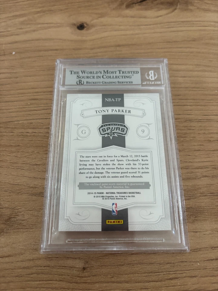TONY PARKER NATIONAL TREASURE NBA MATERIAL 2/3 #NBA-TP BGS 9 - Photo 2/2